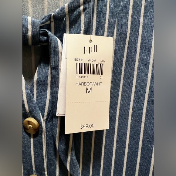 J.Jill Blue and White Striped Sleeveless Top-NWT - Picture 5 of 5